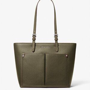 New Michael Kors Jet Set Travel Medium Double Pocket Tote Olive